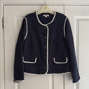 Nanette Lepore Navy & White Tweed Blazer